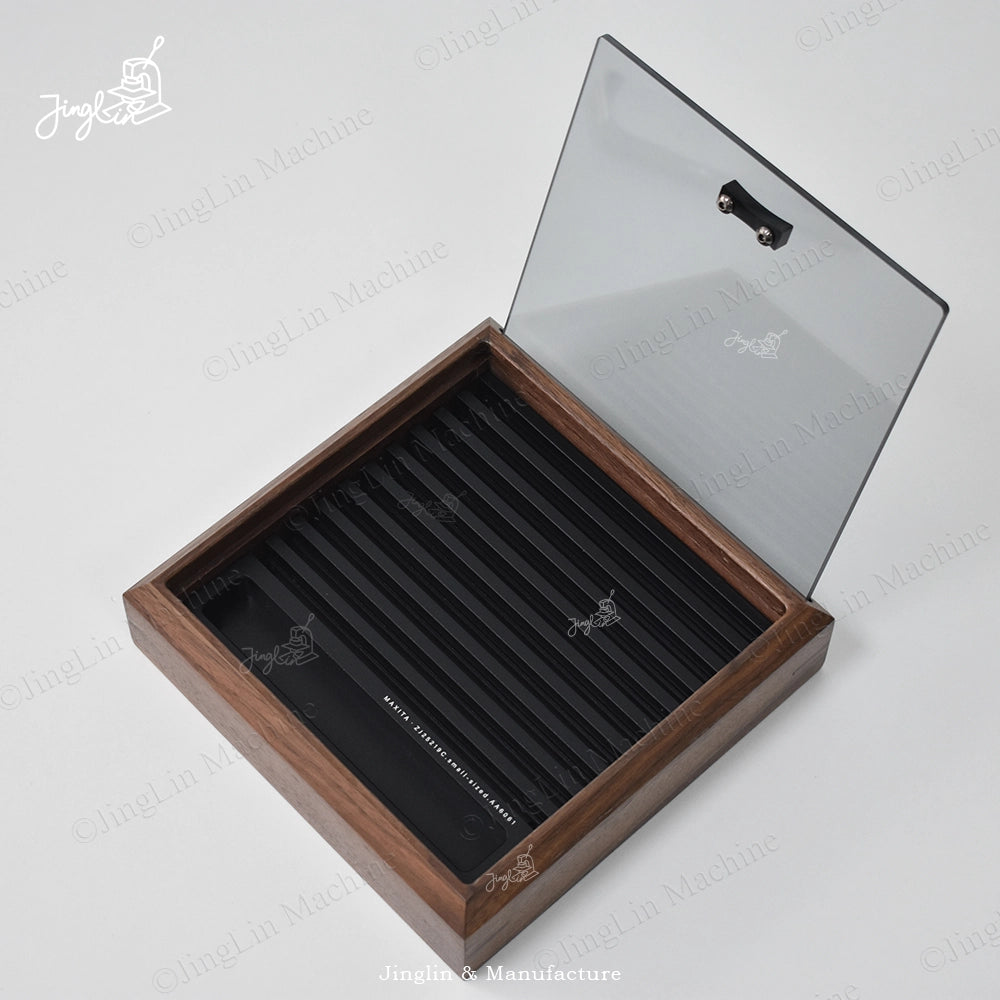 Maxita Walnut Letters Stamp Box for Letter Stamp Organization