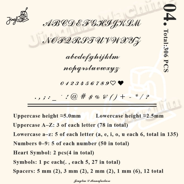Maxita Letters Stamp Set – Alphabet Brass Stamps for Crafts & DIY – Jinglin