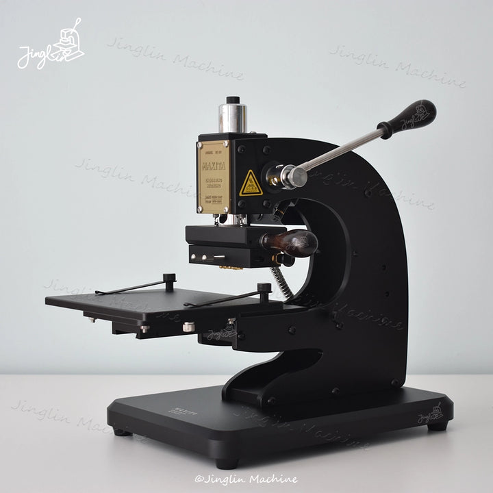 Maxita EC-27 Stamping Machine with Metal Base, Letters Holder Accessory, And Pulled-Out Worktable