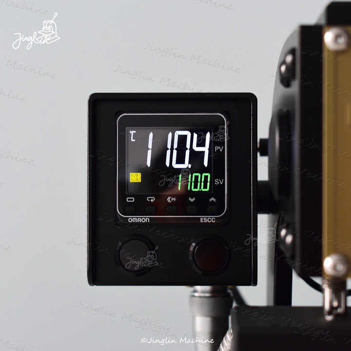 Close-Up of Maxita EC-27 Omron Digital Temperature Controller Showing 110 Degrees Celsius for Heat Stamping