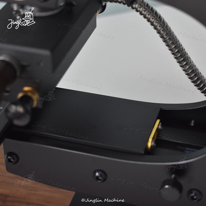 Close-Up of the Maxita Ec-27 Hot Foil Stamping Machine's Sliding Worktable, Making Product Placement Easy and Precise