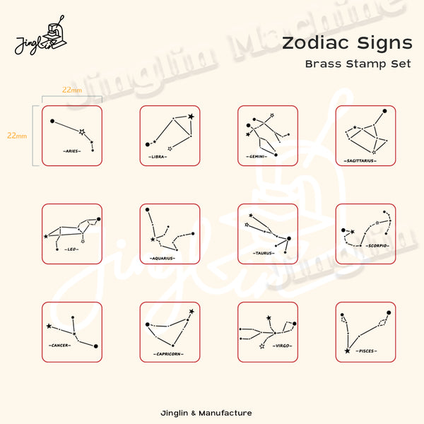 Zodiac Signs Brass Stamps Set